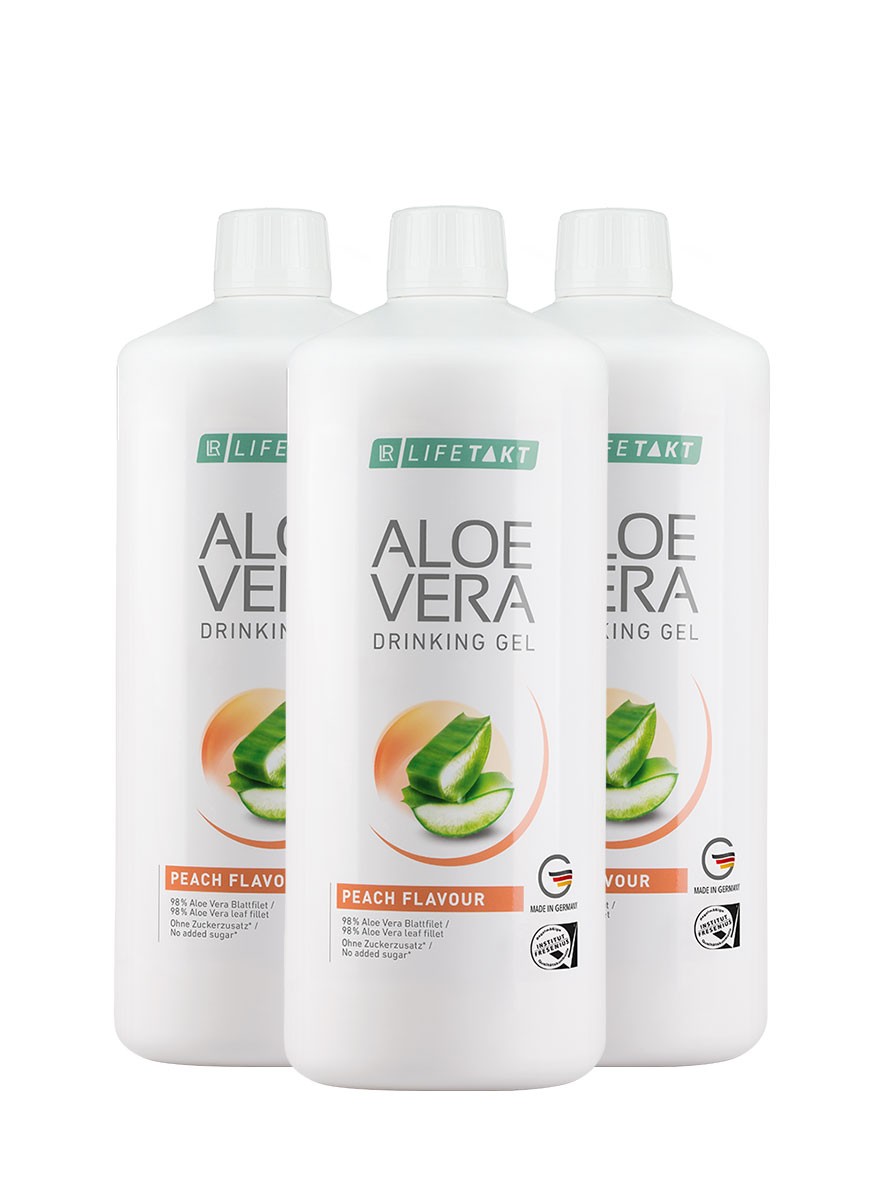 LR Lifetakt Aloe Vera Drinking Gel pêche en pack de 3